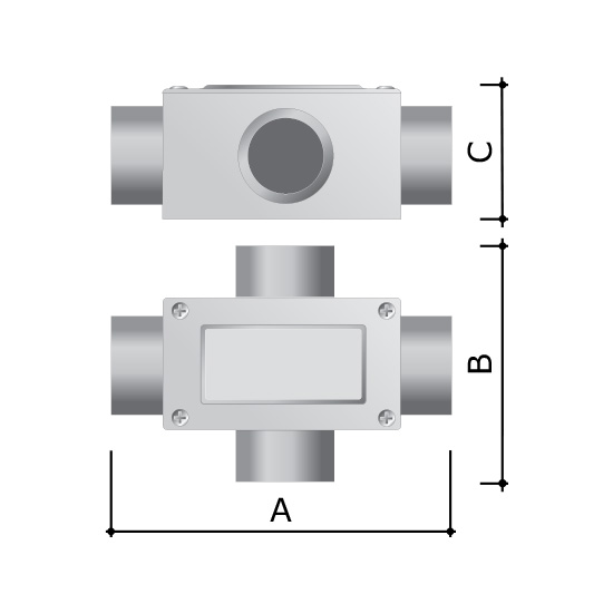 Коробка відгалужена алюмінієва, 4 введення, IP55 M20x1,5 6430-20