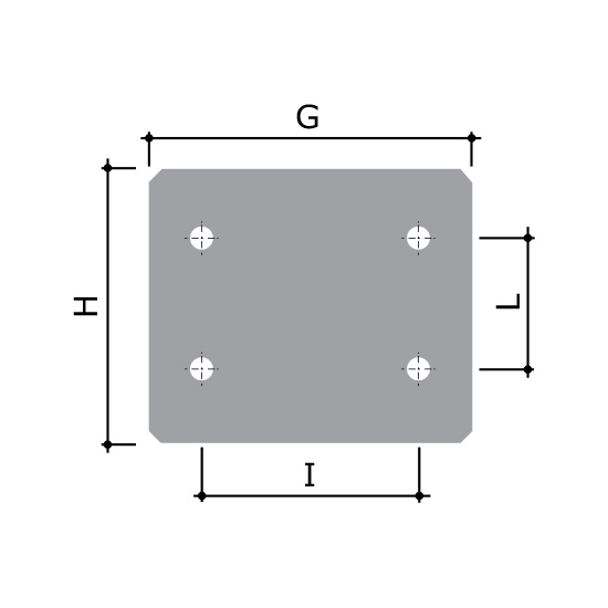 Монтажна пластина з оцинкованої сталі 254х210 653015