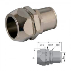 Муфта подвійної фіксації для з'єднання металорукаву в сталевому обплетенні д.10мм – гладкої сталевої труби д.16мм T06117-10N