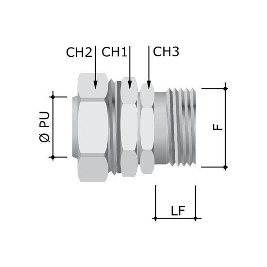 Муфта металорукав-коробка поворотна із зовнішнім різьбленням д.40мм 6014-5040G