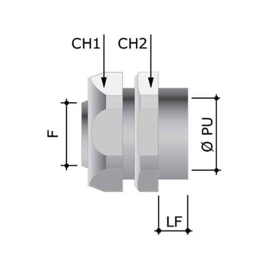 Муфта металорукав-коробка з внутрішнім різьбленням д.15мм 6015-16A