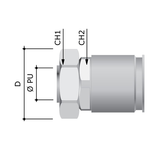 Муфта жорстка, гладка труба д.25мм-металорукав д.26мм сталь, оцинкована IP66/IP67 6117-2527