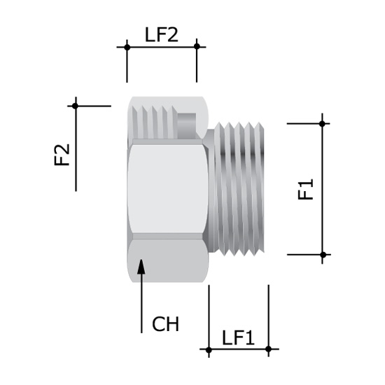 Перехідник із трубною на метричне різьблення GAS-MET 1”-M32x1,5 6019-0132
