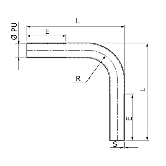Поворот на 90° труба-труба, оцинкована сталь Д.63ММ 6013-63