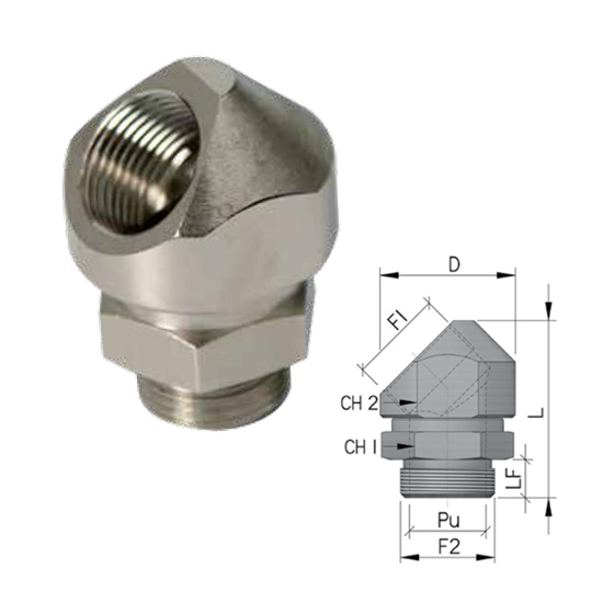 Поворотний адаптер 45 °, IP68 M25x1,5 6028-25G