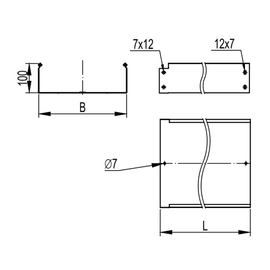 Неперфоровані лотки гаряче цинкування з висотою бічної стінки 100 мм