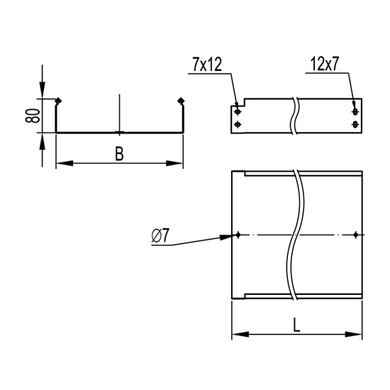 Неперфоровані лотки нержавіюча сталь з висотою бічної стінки 80 мм