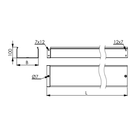 Неперфоровані лотки висотою 100 мм, гаряче цинкування сталь 1,5 мм