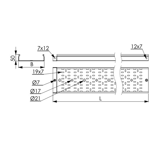 Перфоровані лотки висотою 80 мм, цинк-ламельне покриття, сталь 1,2 мм.