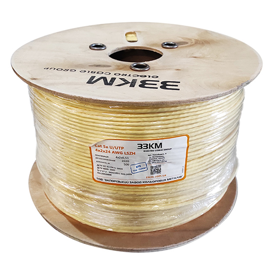 Кабель мережевий 500м 5e U/UTP LSZH 4х2х24 AWG