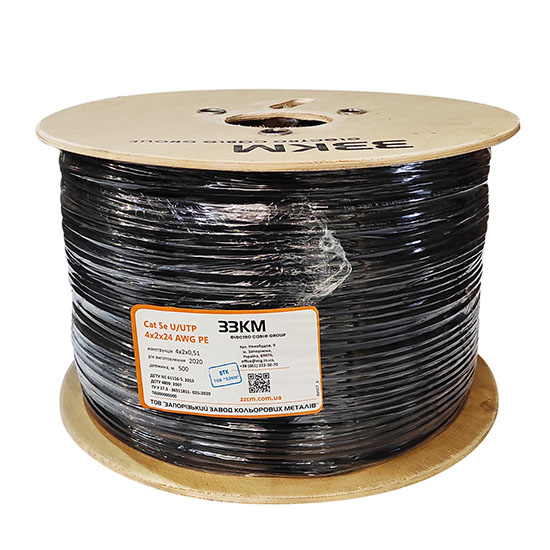 Кабель мережевий 305м 5e U/UTP PE 4х2х24 AWG