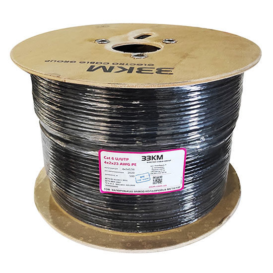Кабель мережевий 500м 6 U/UTP PE 4х2х23 AWG